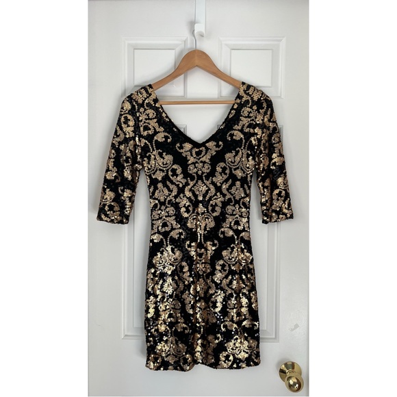 Dynamite Damask All Over Sequins Dress - Picture 2 of 6